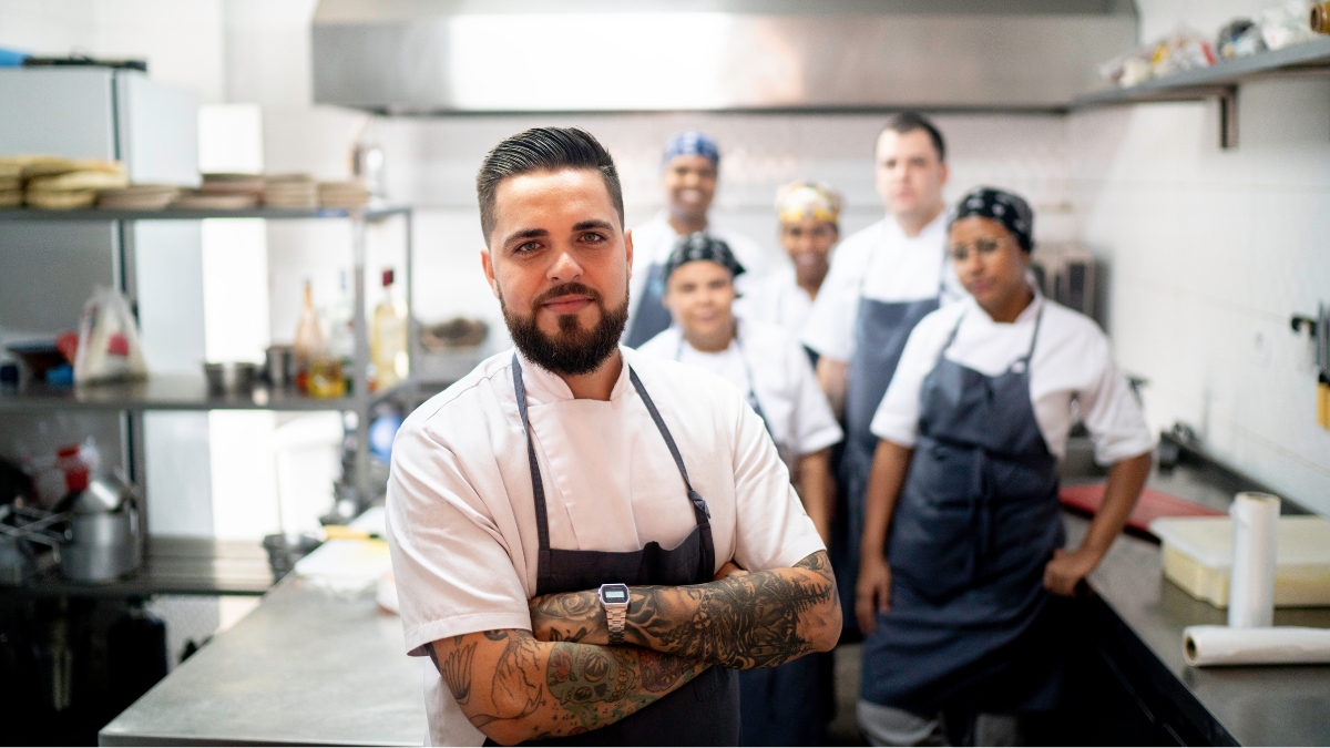 restaurant staff in kitchen