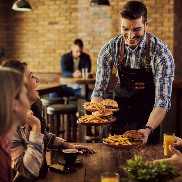 serving food in a restaurant